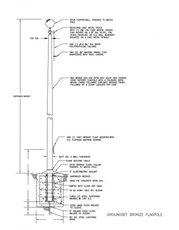 Bronze Ground Set Flagpole